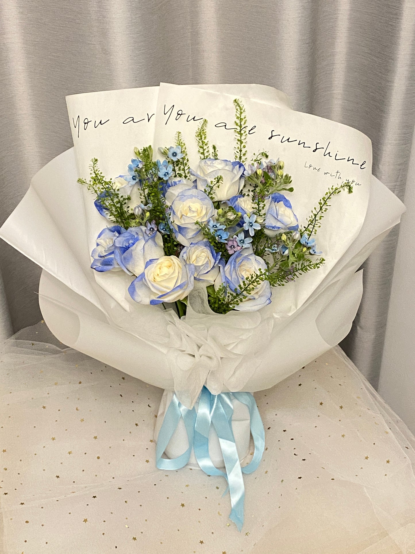 Ice Blue Rose Bouquet