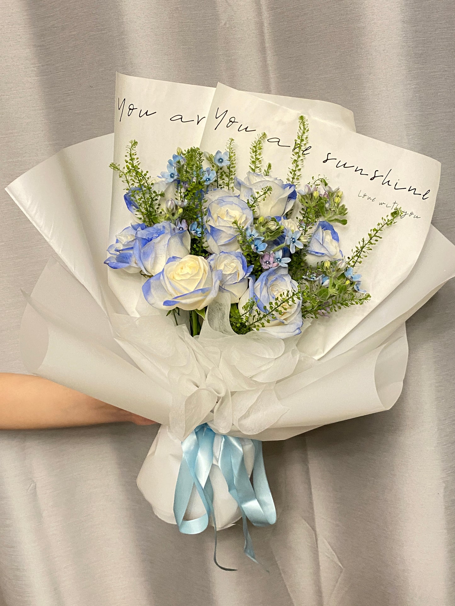 Ice Blue Rose Bouquet