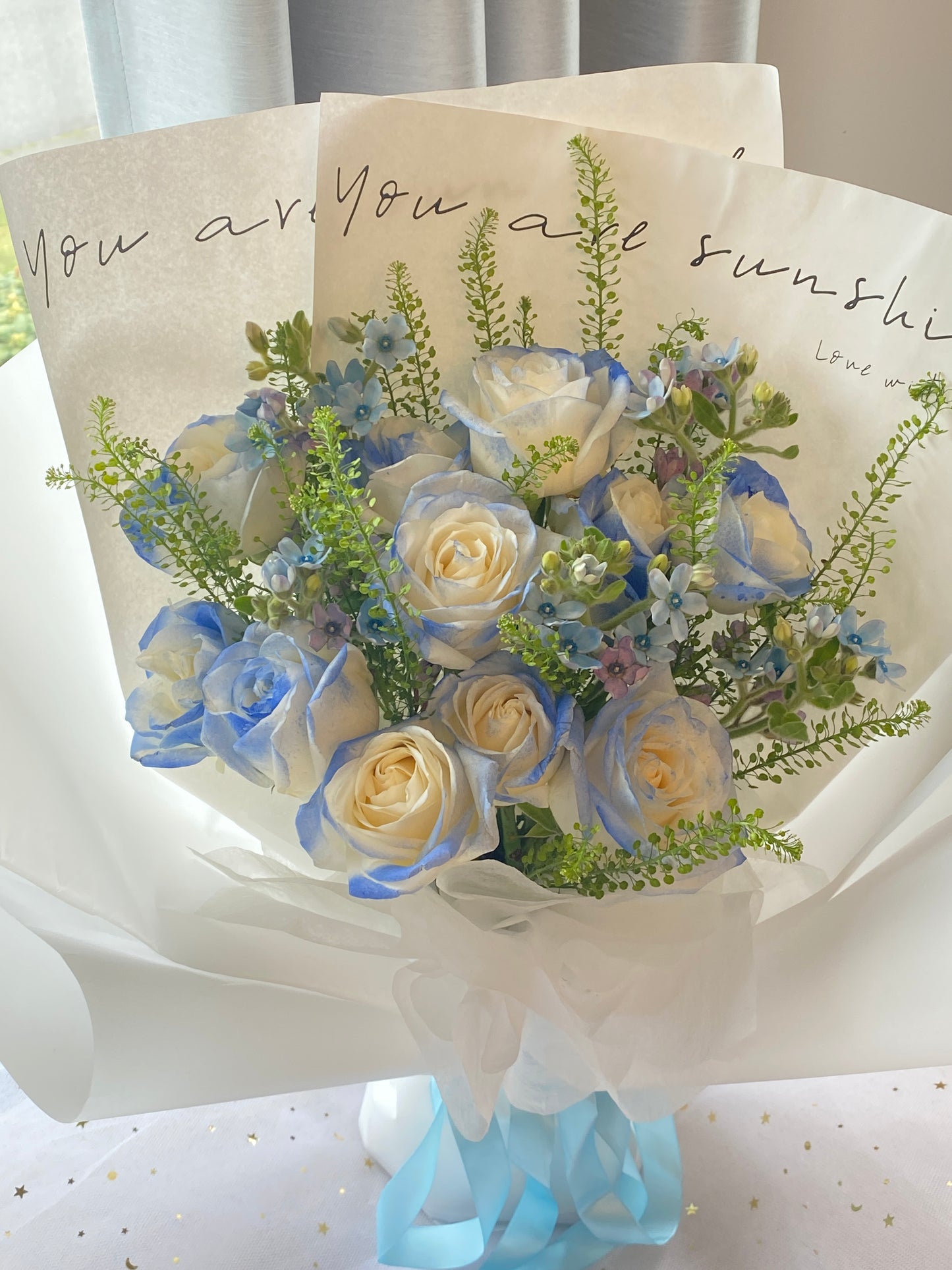 Ice Blue Rose Bouquet