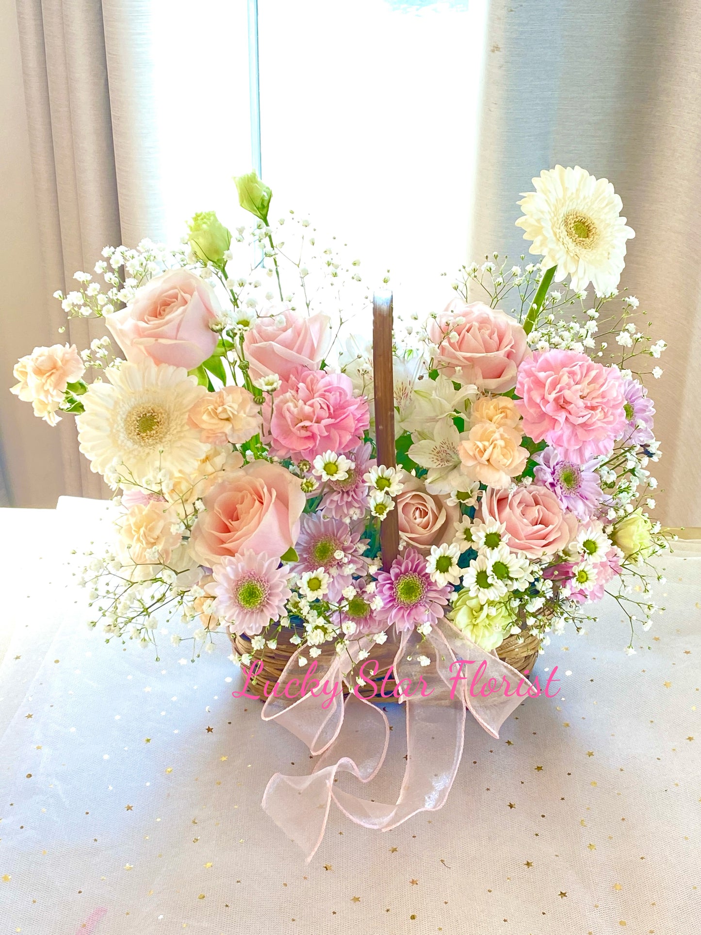 Pink Pearl Flower Basket