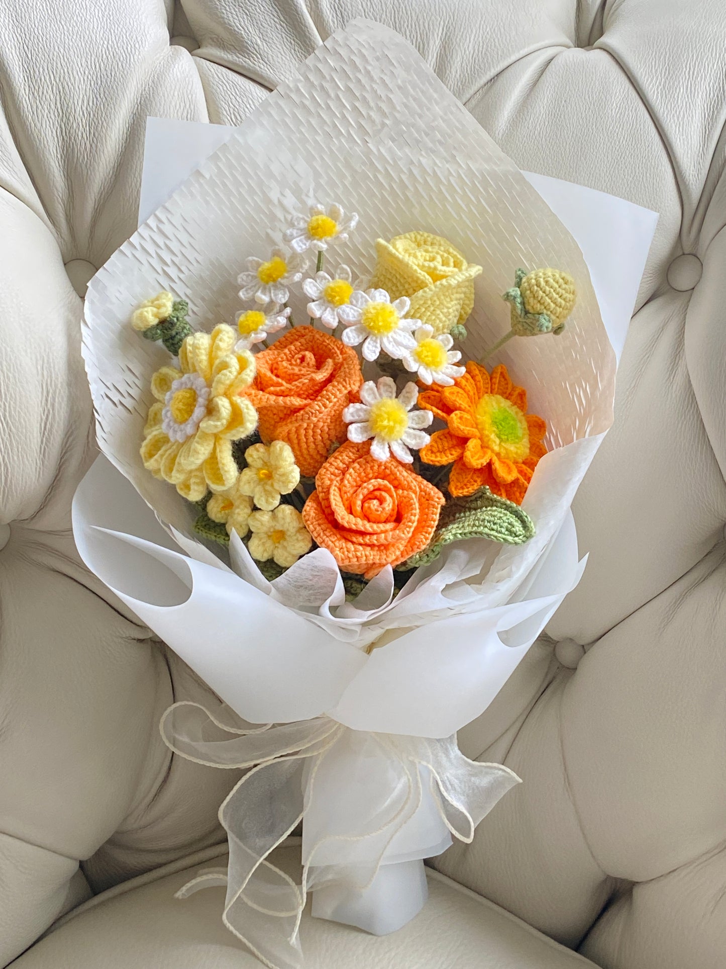Yellow & Orange Crochet Bouquet