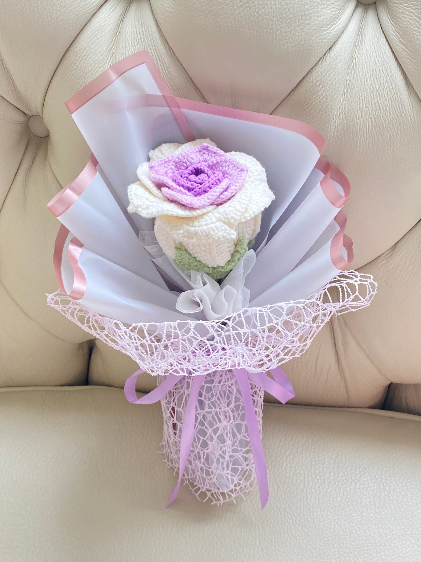 Single Rose Crochet Bouquet