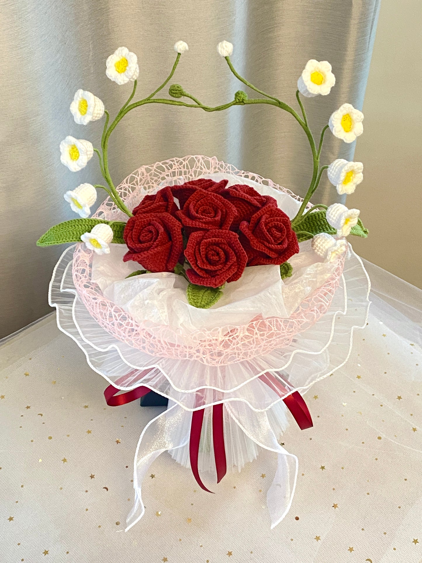 Cute Round Crochet Rose Bouquet