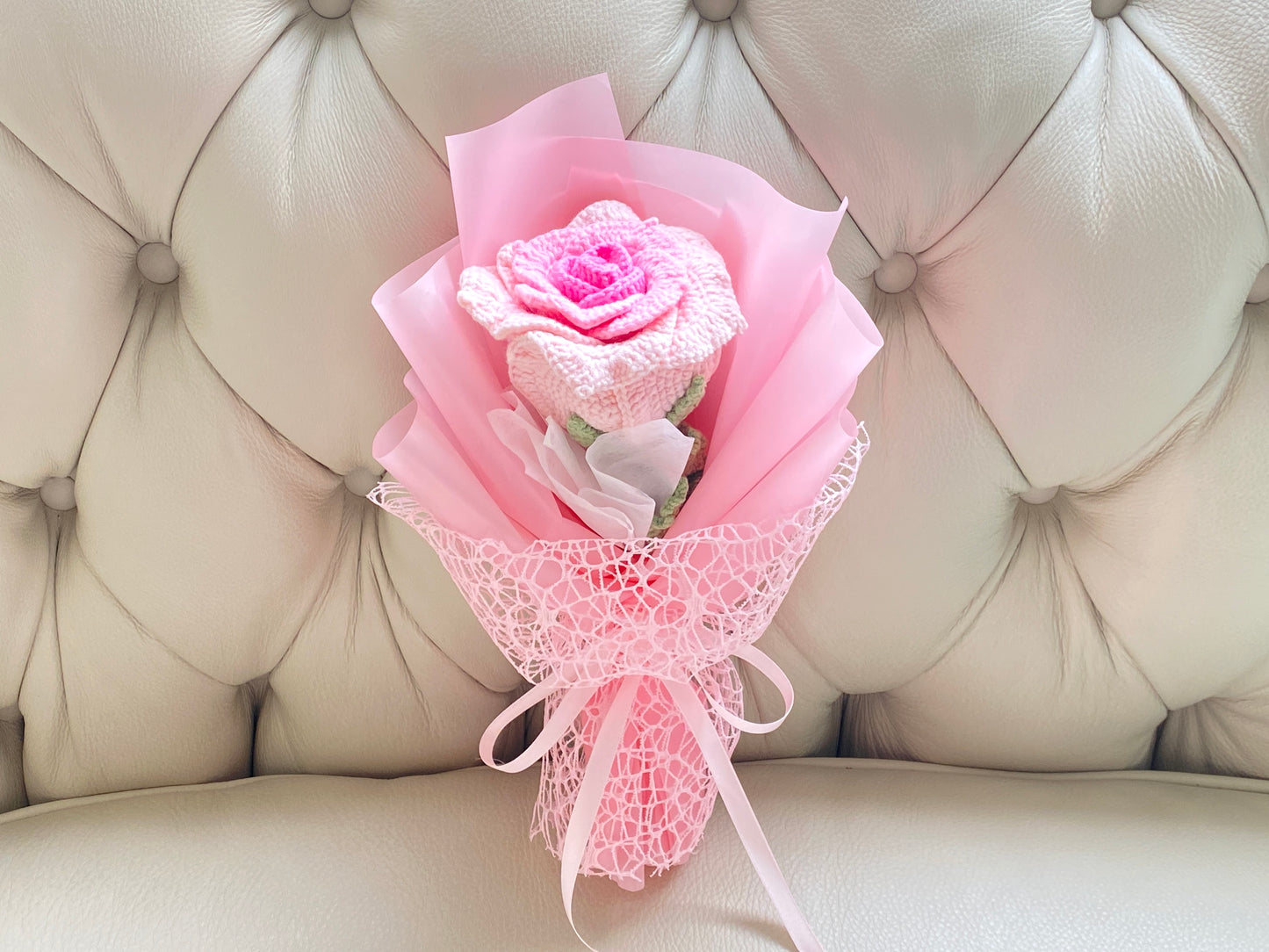 Single Rose Crochet Bouquet