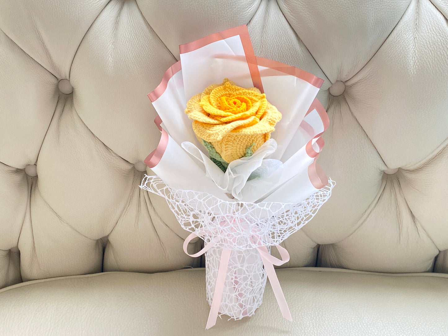 Single Rose Crochet Bouquet