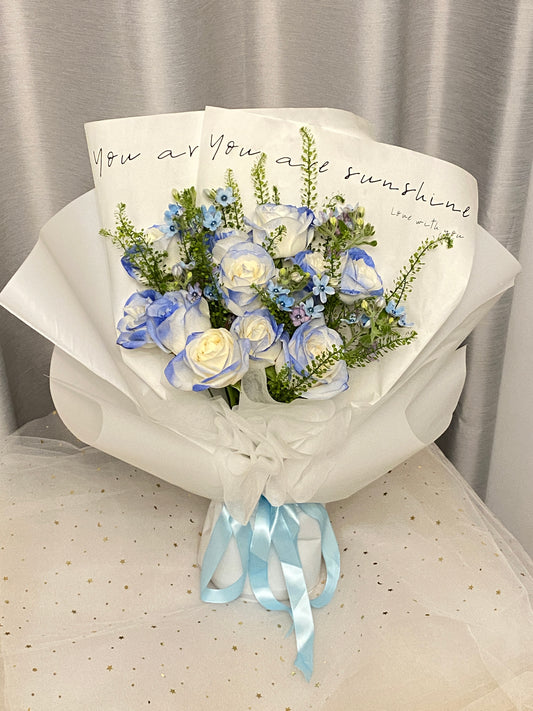 Ice Blue Rose Bouquet