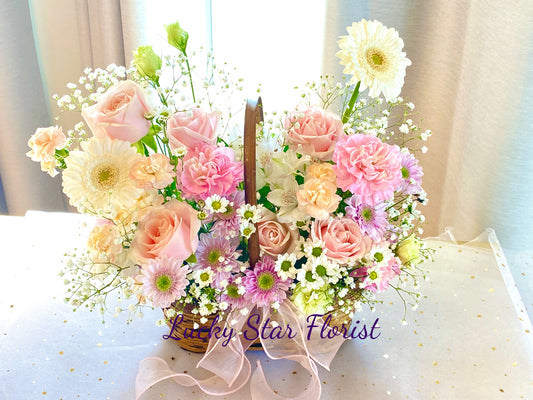 Pink Pearl Flower Basket