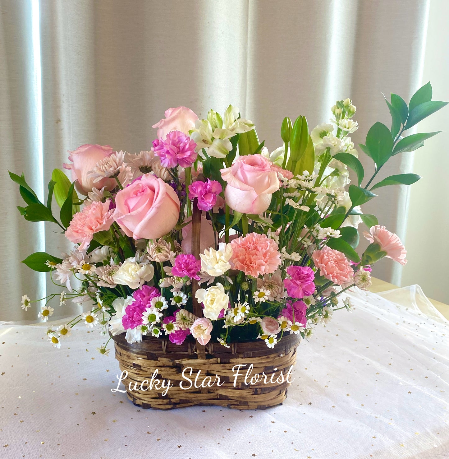 Fresh Flower Teddy Dog Flower Basket