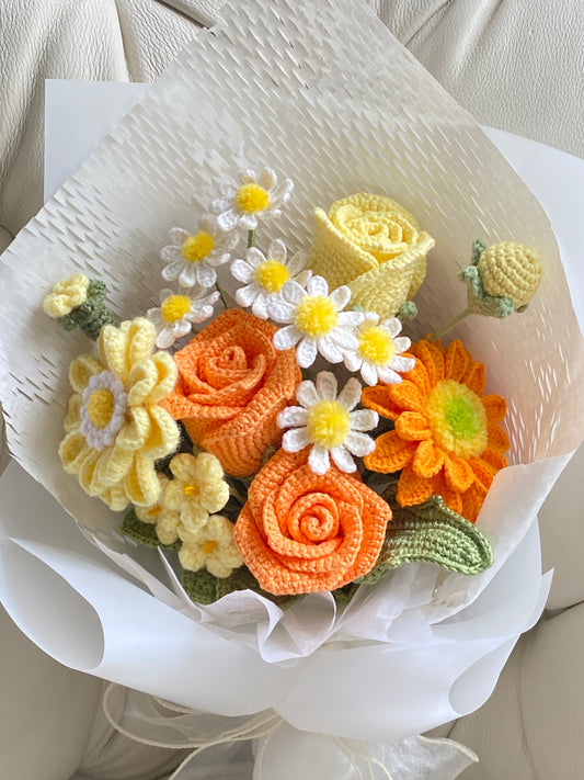 Yellow & Orange Crochet Bouquet