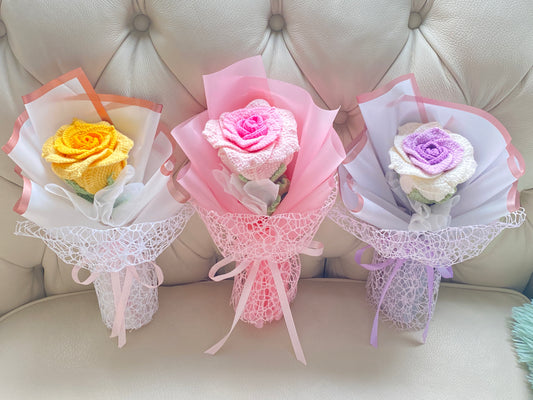 Single Rose Crochet Bouquet