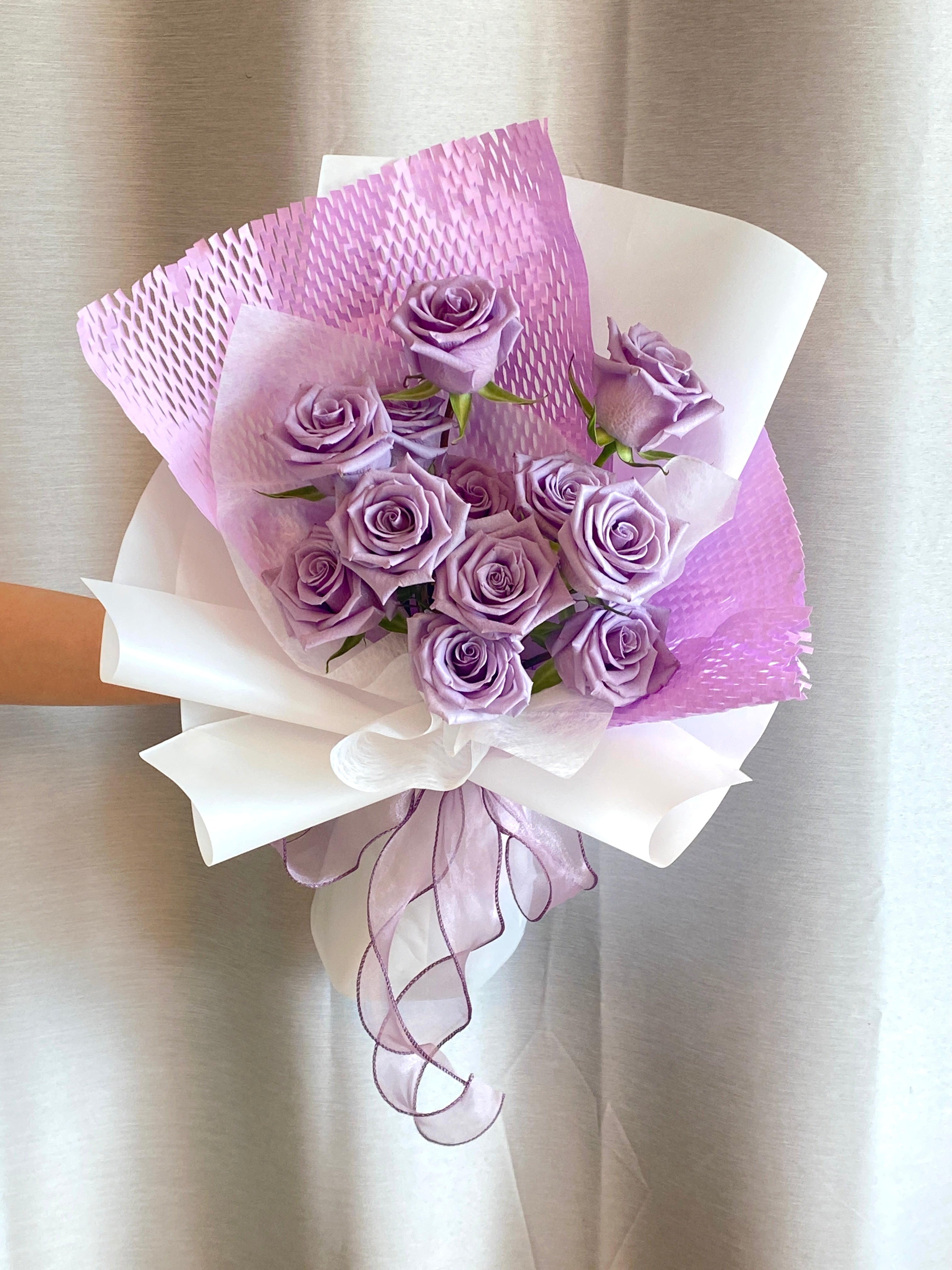 Dozen Violet Roses Dozen Roses Bouquet – Lucky Star Florist