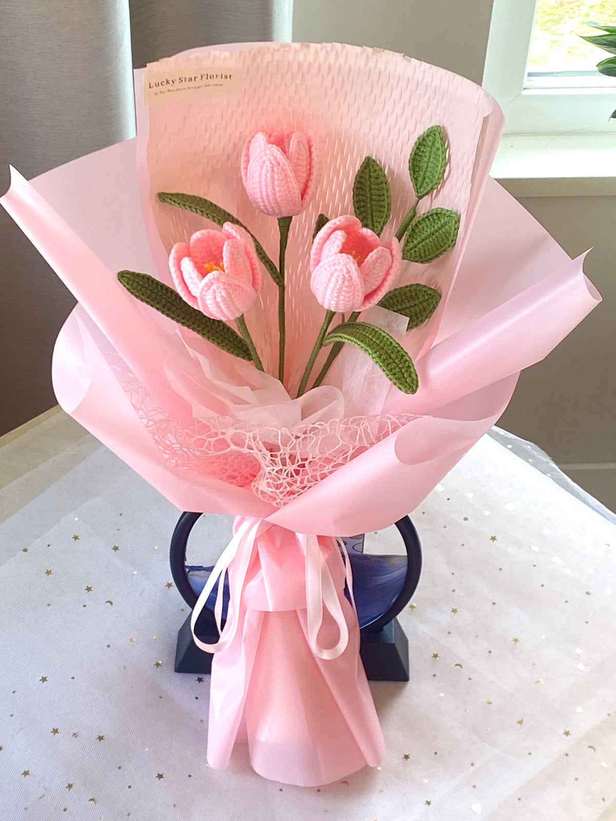 Crocheted Pink Tulip Bouquet