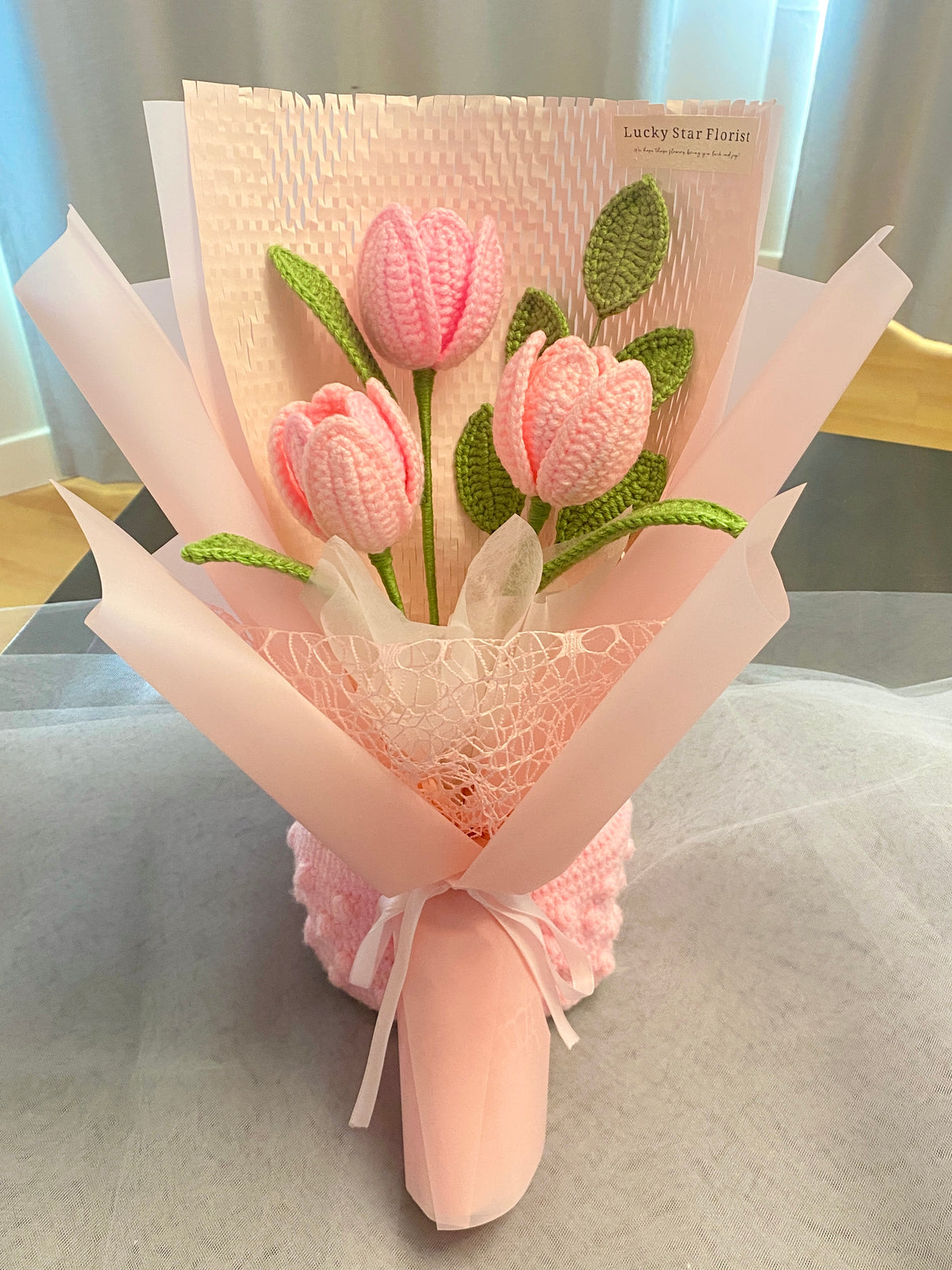 Crocheted Pink Tulip Bouquet